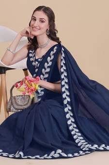 Dark-Teal Embroidered Georgette Salwar