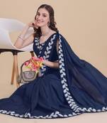 Dark-Teal Embroidered Georgette Salwar