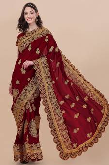 Purple Embroidered Georgette Salwar