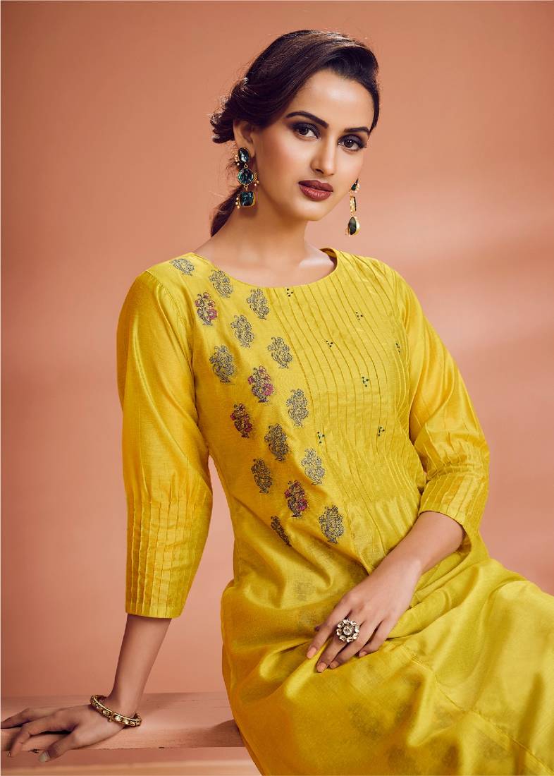 Cotton Lemon Kurta Suits