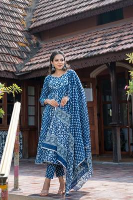 Indigo block print pure cotton salwar 1