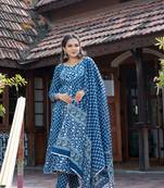 Indigo block print pure cotton salwar