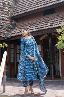 Indigo block print pure cotton salwar 2
