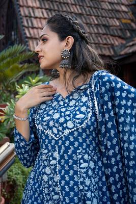 Indigo block print pure cotton salwar 3