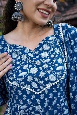 Indigo block print pure cotton salwar 4