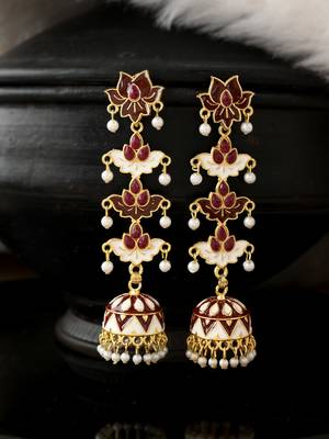 Maroon Dome Shaped Handcrafted earrings  1