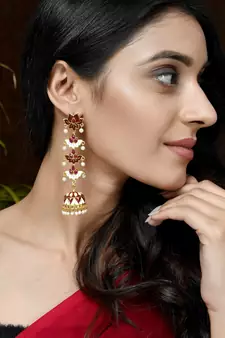 Maroon Dome Shaped Handcrafted earrings 