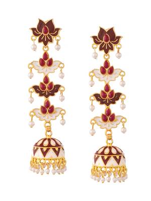 Maroon Dome Shaped Handcrafted earrings  3