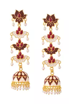 Maroon Dome Shaped Handcrafted earrings 