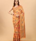 Women'S kanchipuram silk blend saree With Unstitched Boluse Piece