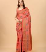 Women'S kanchipuram silk blend saree With Unstitched Boluse Piece