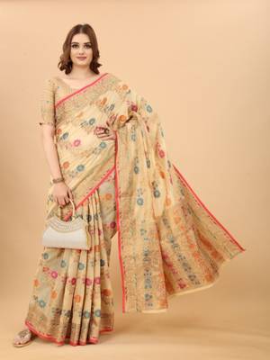 Women's Kanchipuram Silk Saree With Unstitched Boluse Piece 2