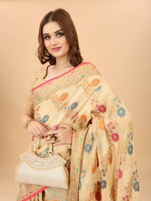 Women's Kanchipuram Silk Saree With Unstitched Boluse Piece 4