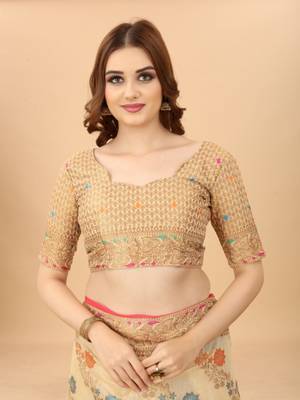 Women's Kanchipuram Silk Saree With Unstitched Boluse Piece 5
