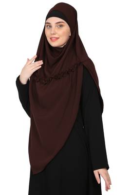 Nazneen Frill around shoulder, Triangle instant ready to wear tie at back Trendy Hijab 2
