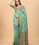 Women'S kanchipuram silk blend saree With Unstitched Boluse Piece