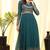 Teal-Blue Embroidered Faux Georgette Salwar Up To 42" Size