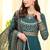 Teal-Blue Embroidered Faux Georgette Salwar Up To 42" Size