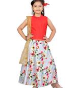 Grey plain silk stitched lehenga