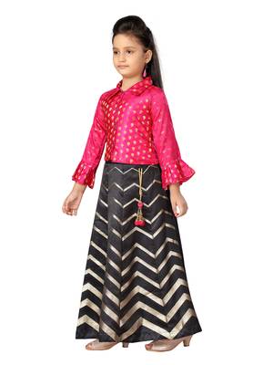 Black self design silk stitched lehenga 3