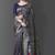 Navy blue woven banarasi saree with blouse