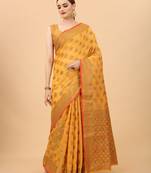 Women's Oraganza Kanchipuram Silk Blend Saree With Unstitched Boluse Piece