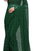 Green Self Design Bollywood Net Saree