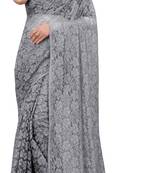 Grey Self Design Bollywood Net Saree