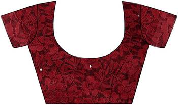 Maroon Self Design Bollywood Net Saree 5