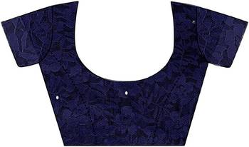 Navy Blue Self Design Bollywood Net Saree 5