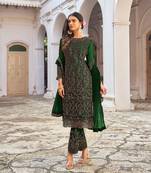 Salwar Kameez Net Dark Green