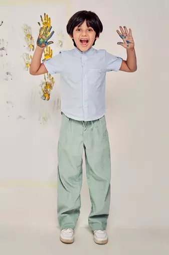 Green Cotton Baggy  Pants