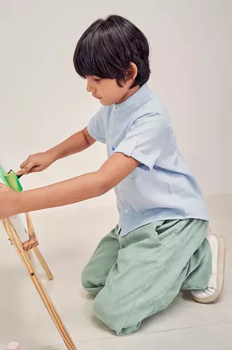 Green Cotton Baggy  Pants