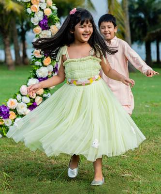 green Net embroidered BUNNY CHASE DRESS 2