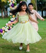 green Net embroidered BUNNY CHASE DRESS