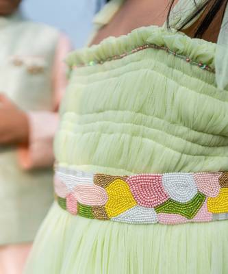 green Net embroidered BUNNY CHASE DRESS 3