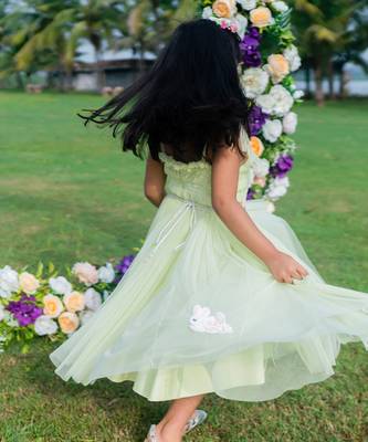 green Net embroidered BUNNY CHASE DRESS 4