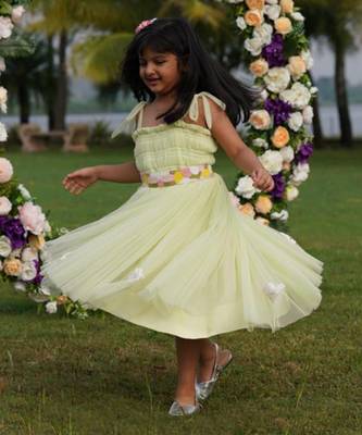 green Net embroidered BUNNY CHASE DRESS 5