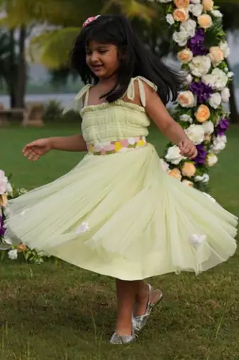 green Net embroidered BUNNY CHASE DRESS