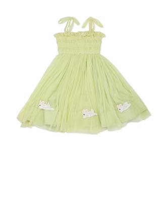 green Net embroidered BUNNY CHASE DRESS 1