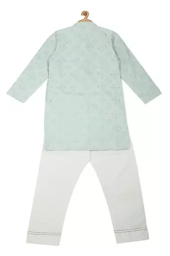 green Cotton embroidered GEO - HIGHLIGHT KURTA SET