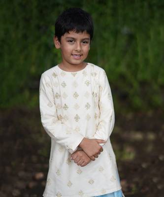 beige Cotton embroidered MOSAIC KURTA SET 2
