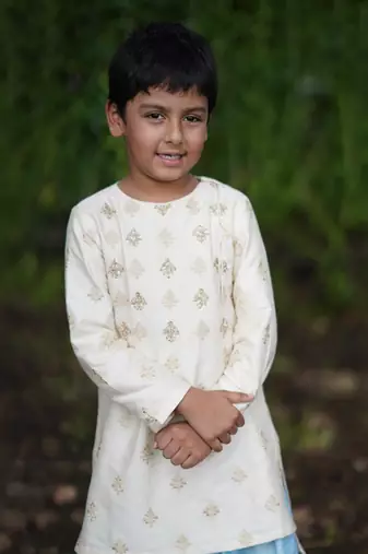 beige Cotton embroidered MOSAIC KURTA SET