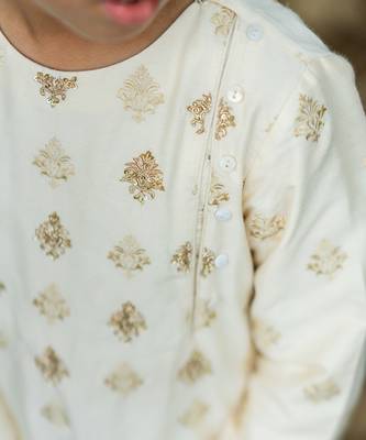 beige Cotton embroidered MOSAIC KURTA SET 3