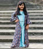 Blue cotton silk plain PALE BLUE CROP TOP