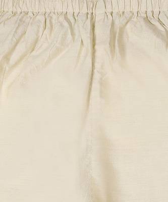 Beige cotton silk plain IVORY KURTA & PYJAMA SET 4
