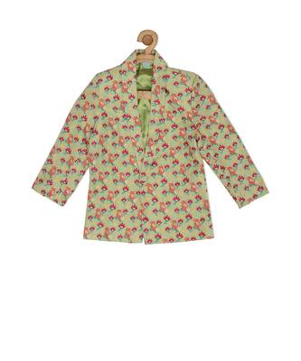 Green Brocade printed BIRD OF PASSAGE BLAZER 1