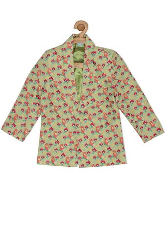 Green Brocade printed BIRD OF PASSAGE BLAZER