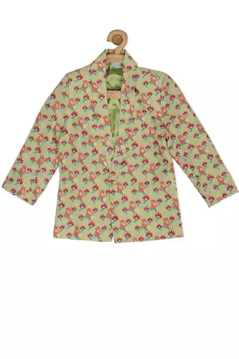 Green Brocade printed BIRD OF PASSAGE BLAZER