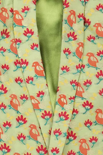 Green Brocade printed BIRD OF PASSAGE BLAZER
